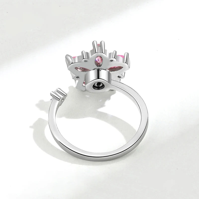 Giro Sereno – Anillo Giratorio Antiestrés, Flor de Cerezo Ajustable